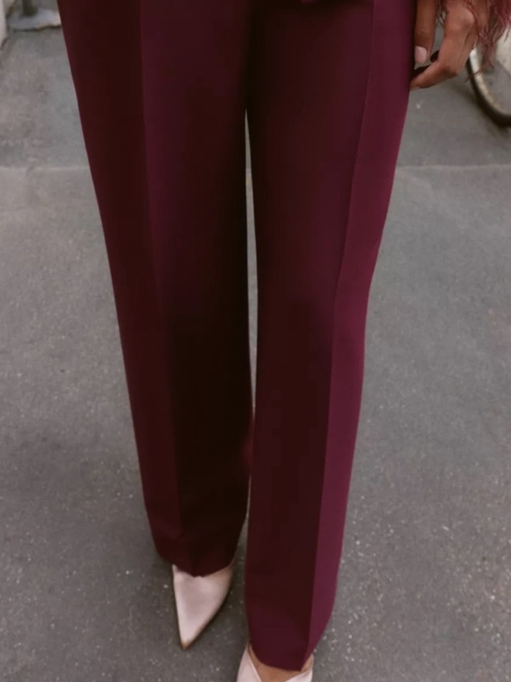 Zara feather cuff blazer XS and pants S set in burgundy - Picture 12 of 12